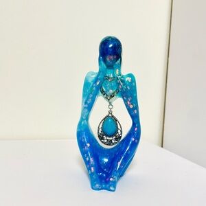 Handmade Artistic Ocean’s Blue Heart 💙 Resin Figure with Pendant